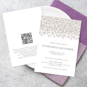 Modernes Pearl Ivory Cream QR Code Hochzeit Einladung