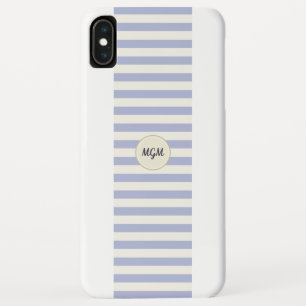 Modernes Periwinkle Blau und Creme Streifen Monogr Case-Mate iPhone Hülle