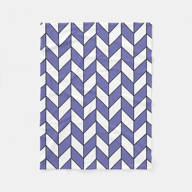 Modernes Periwinkle Herringbone Zickzack Muster Fleecedecke (Vorderseite)