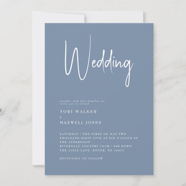 Modernes Periwinkle keine Eltern für Hochzeitsfeie Einladung (Vorderseite)