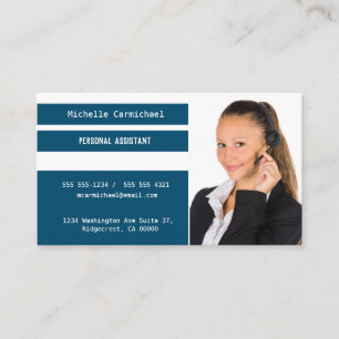 Modernes Personal Assistant Foto Blaues Weiß Stre Visitenkarte