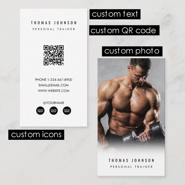 Modernes Personal Trainer Fitness Athlete Foto Visitenkarte (Modern Personal Trainer Fitness Athlete Photo Business Card)
