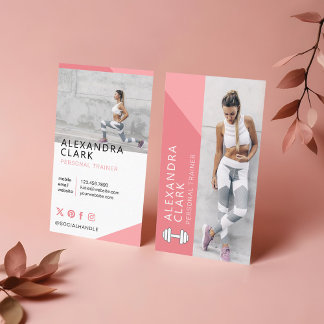 Modernes Personal Trainer Fitness Foto Dumbell Visitenkarte