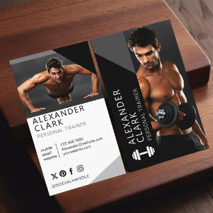 Modernes Personal Trainer Fitness Foto Dumbell Visitenkarte