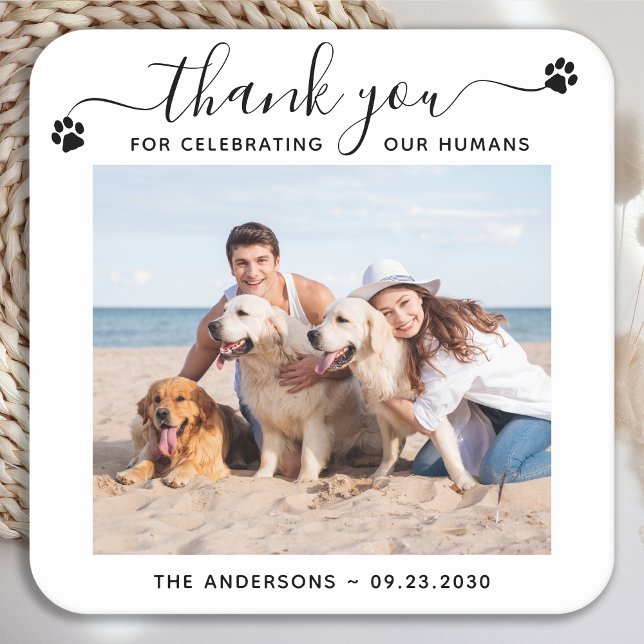 Modernes Personalisieren Foto Danke Pet Hunde Hoch Rechteckiger Pappuntersetzer (Von Creator hochgeladen)