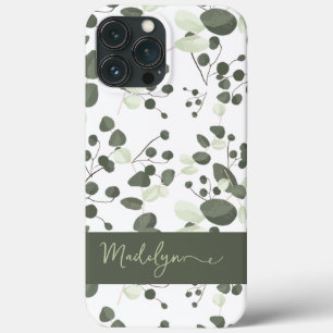 Modernes Personalisiert Chic-grünes Eukalyptus-Mus Case-Mate iPhone Hülle