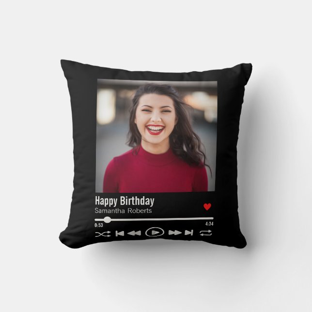 Modernes Personalisiert Happy Birthday Foto Kissen (Vorderseite)