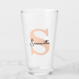 Modernes Personalisiert rosa Monogramm, elegant Glas