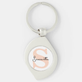 Modernes Personalisiert rosa Monogramm, elegant Schlüsselanhänger