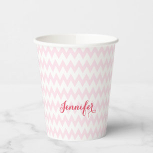 Modernes Personalisiert rosa Muster Elegantes Mono Pappbecher