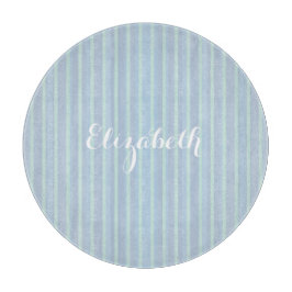 Modernes Personalisiert schimmerndes Blau gestreif Schneidebrett