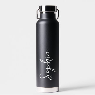 Modernes Personalisierter Name Script Black Weddin Trinkflasche