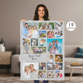 Modernes Personalisiertes 19-Foto Collage Gray Fleecedecke