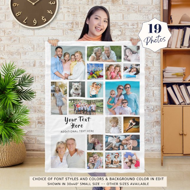 Modernes Personalisiertes 19-Foto Collage White Fleecedecke (Von Creator hochgeladen)