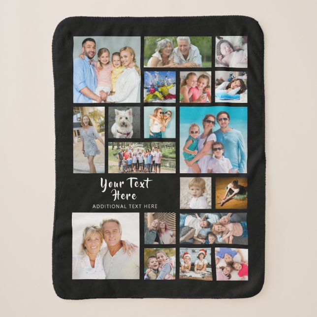 Modernes Personalisiertes 19-Foto Collage your Col Sherpadecke (Vorderseite)