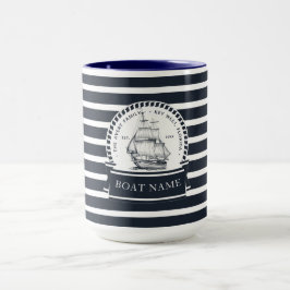 Modernes Personalisiertes blaues Schiff Tasse