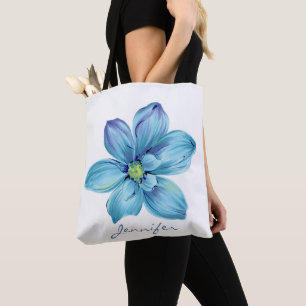 Modernes Personalisiertes Blumenblau Tasche