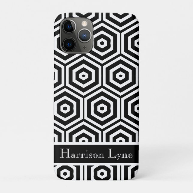 Modernes Personalisiertes Design in Schwarz/Weiß Case-Mate iPhone Hülle (Rückseite)
