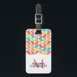 Modernes Personalisiertes Farbmuster Gepäckanhänger<br><div class="desc">Modernes,  stilvolles,  buntes Muster für Mädchen mit einem stilvollen Rahmen. Personalisieren Sie es mit Ihrem Namen und Monogramm.</div>