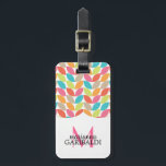 Modernes Personalisiertes Farbmuster Gepäckanhänger<br><div class="desc">Modernes,  stilvolles,  buntes Muster für Mädchen mit einem stilvollen Rahmen. Personalisieren Sie es mit Ihrem Namen und Monogramm.</div>