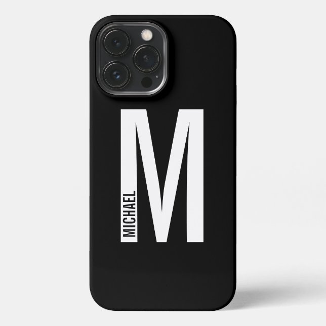 Modernes Personalisiertes, feines Monogramm und Na iPhone 13 Pro Max Hülle (Rückseite)