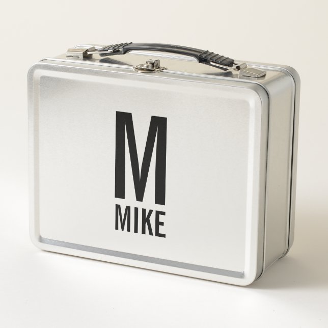 Modernes Personalisiertes Fettgewebe, Monogramm un Metall Lunch Box (Vorderseite)