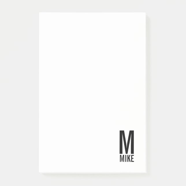 Modernes Personalisiertes Fettgewebe, Monogramm un Post-it Klebezettel (Vorderseite)