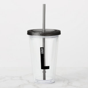 Modernes Personalisiertes Fettmonogramm und Name Acryltrinkbecher
