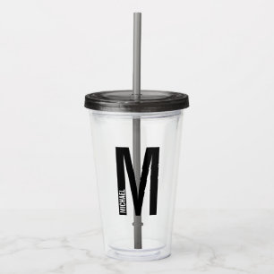 Modernes Personalisiertes Fettmonogramm und Name Acryltrinkbecher