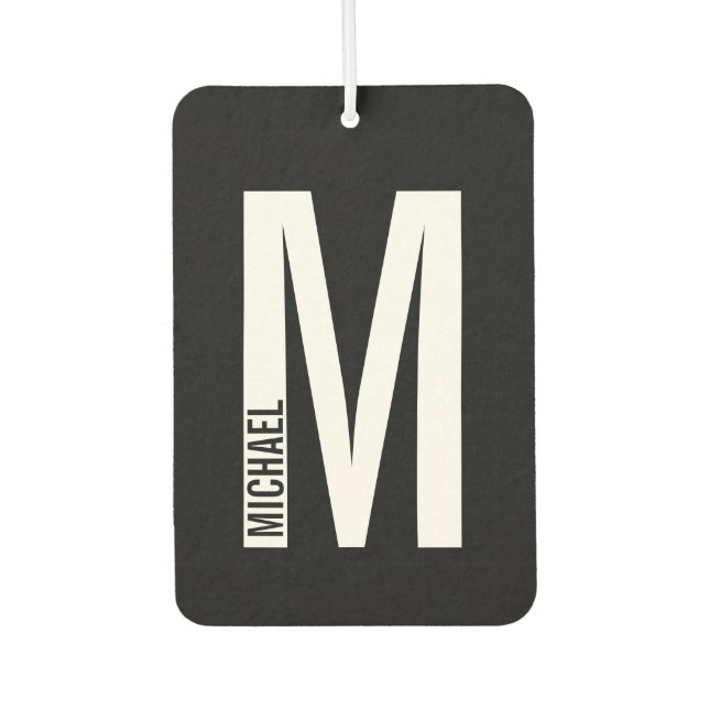 Modernes Personalisiertes Fettmonogramm und Name Autolufterfrischer (Vorderseite)