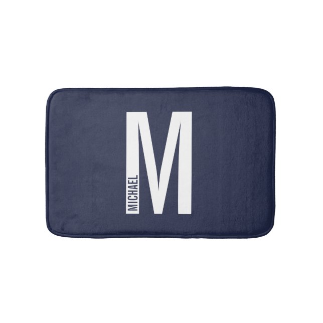 Modernes Personalisiertes Fettmonogramm und Name Badematte (Vorderseite)
