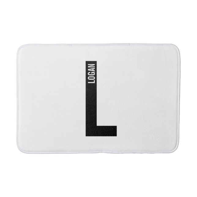 Modernes Personalisiertes Fettmonogramm und Name Badematte (Vorderseite)