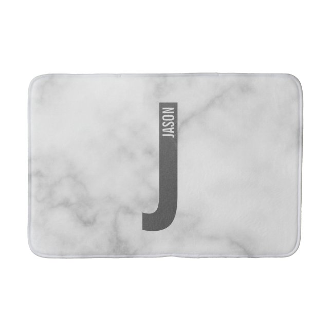 Modernes Personalisiertes Fettmonogramm und Name Badematte (Vorderseite)