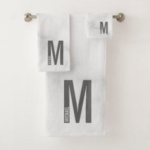 Modernes Personalisiertes Fettmonogramm und Name Badhandtuch Set