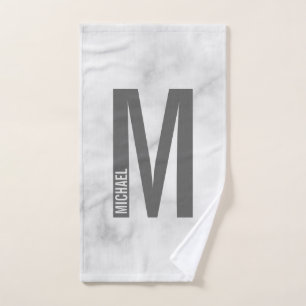 Modernes Personalisiertes Fettmonogramm und Name Badhandtuch Set