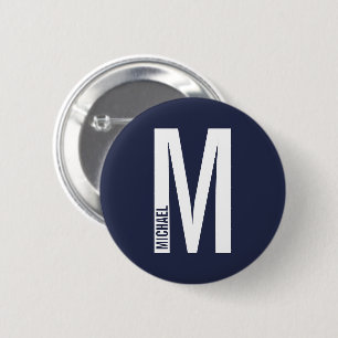 Modernes Personalisiertes Fettmonogramm und Name Button