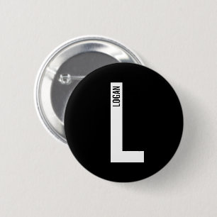Modernes Personalisiertes Fettmonogramm und Name Button