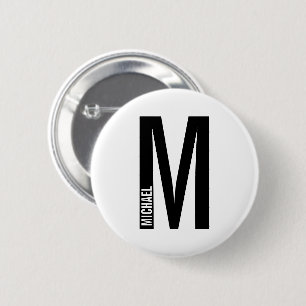 Modernes Personalisiertes Fettmonogramm und Name Button