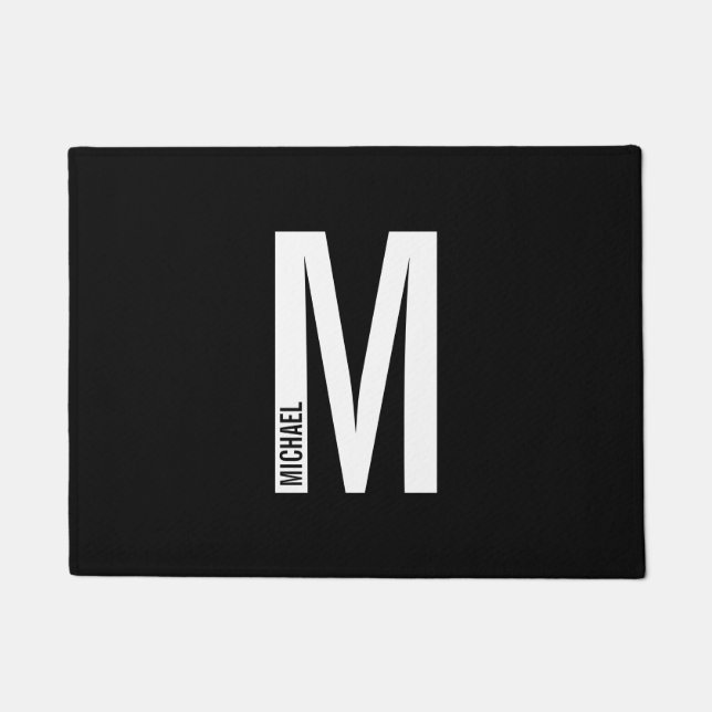 Modernes Personalisiertes Fettmonogramm und Name D Fußmatte (Vorderseite)