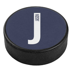 Modernes Personalisiertes Fettmonogramm und Name Eishockey Puck