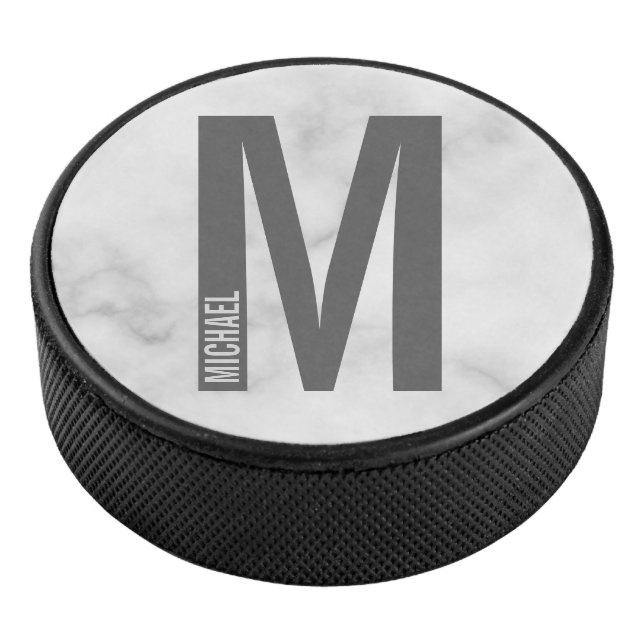 Modernes Personalisiertes Fettmonogramm und Name Eishockey Puck (3/4)