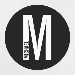 Modernes Personalisiertes Fettmonogramm und Name Etiketten