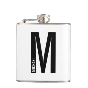 Modernes Personalisiertes Fettmonogramm und Name Flachmann