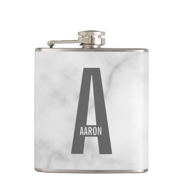 Modernes Personalisiertes Fettmonogramm und Name Flachmann (Vorderseite)