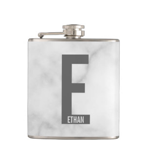 Modernes Personalisiertes Fettmonogramm und Name Flachmann