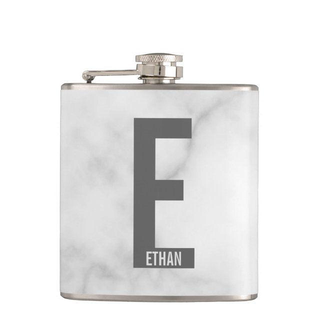 Modernes Personalisiertes Fettmonogramm und Name Flachmann (Vorderseite)
