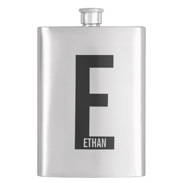 Modernes Personalisiertes Fettmonogramm und Name Flachmann (Vorderseite)