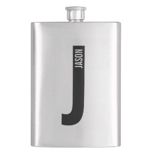 Modernes Personalisiertes Fettmonogramm und Name Flachmann