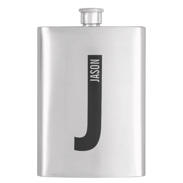 Modernes Personalisiertes Fettmonogramm und Name Flachmann (Vorderseite)