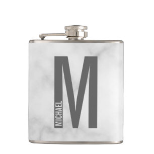 Modernes Personalisiertes Fettmonogramm und Name Flachmann